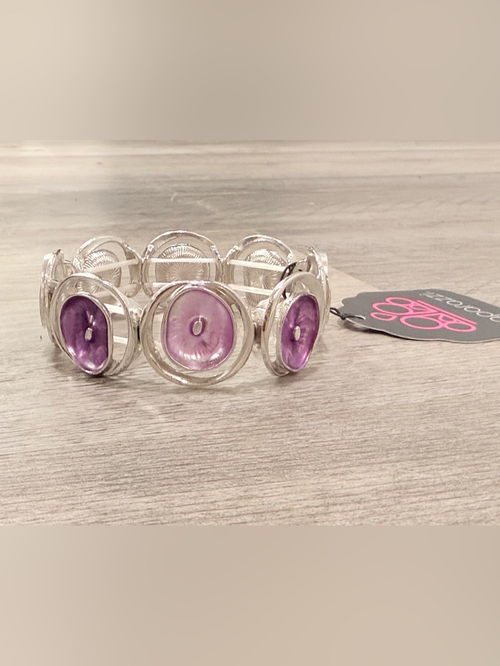 Purple Button Disc Stretch Bracelet - Women Jewelry